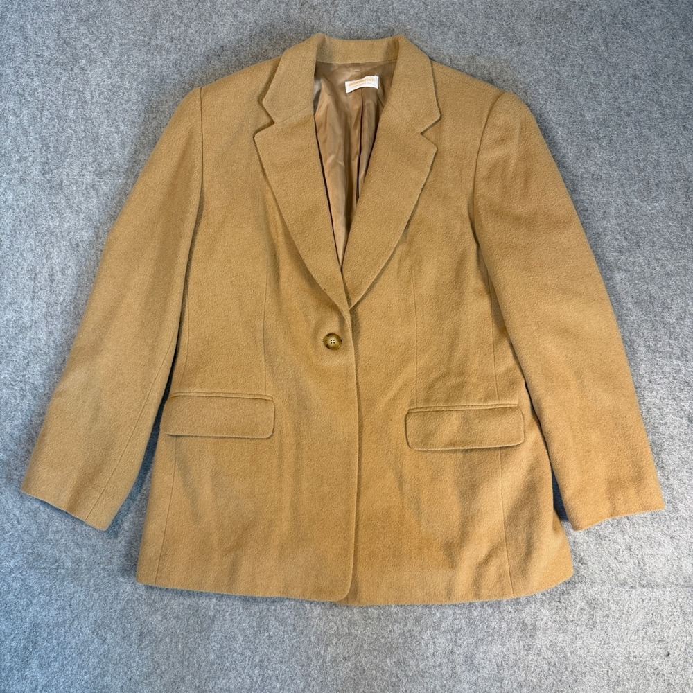 Brooks Brothers Womens 100% Camel Hair Blazer Size 14 Tan Single Button USA Made